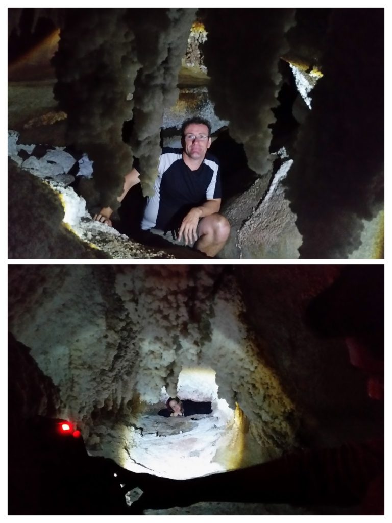 Antony in the cave & me stuck at the entrance and going no further!