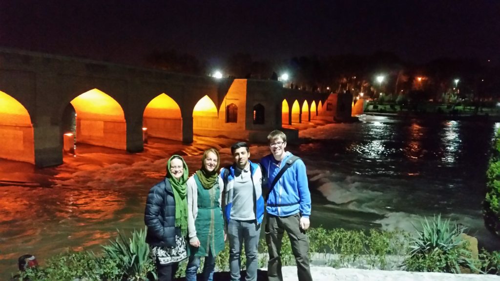 With friends in front of another of Esfahan's bridges, Iran.