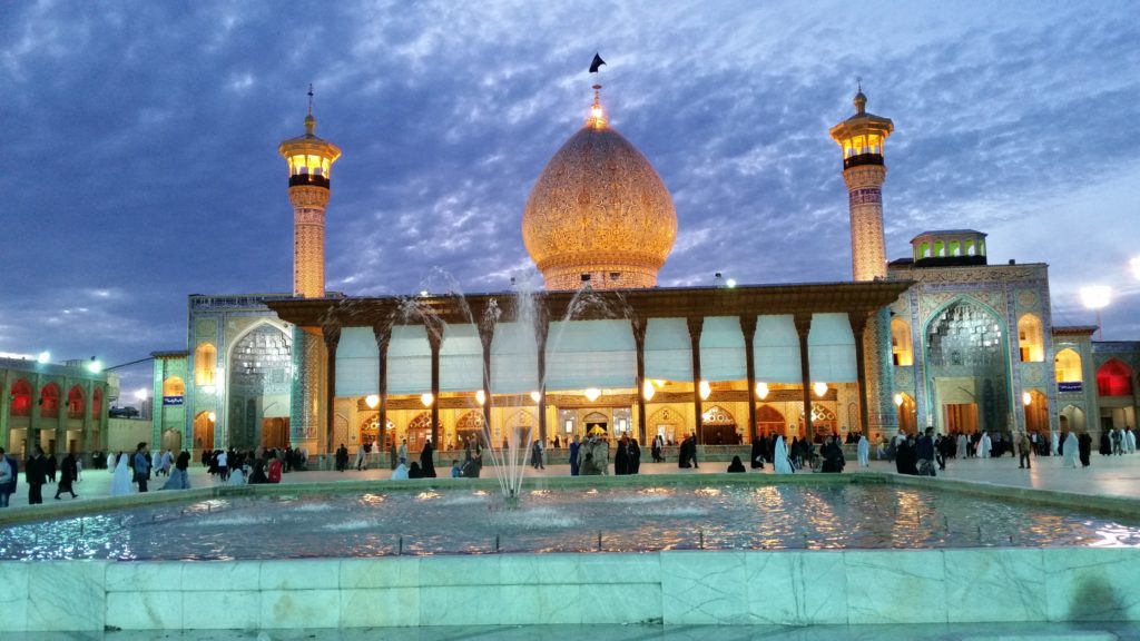 Shah-e Cheragh Shrine at dusk, Shiraz.